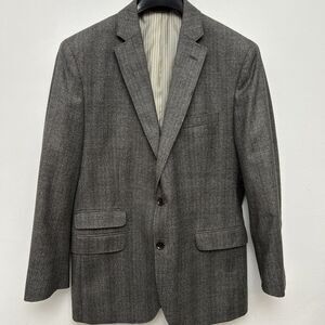 Banana Republic Men’s Jacket, 100% Italian Wool, Two Button, Gray Plaid, Sz 40R
